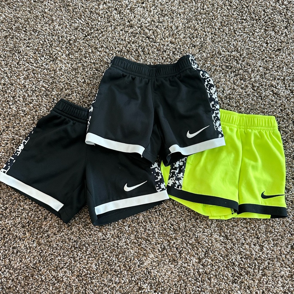 3 pairs of Kids 2T Shorts in Black & Neon